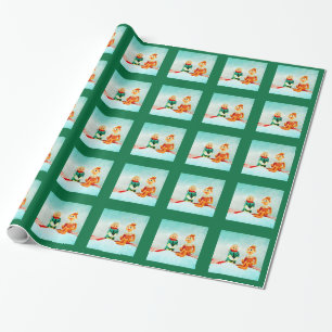 Elf First Date in Green Plaid Wrapping Paper