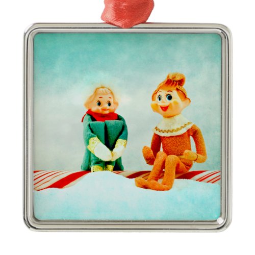 Elf First Date Metal Ornament