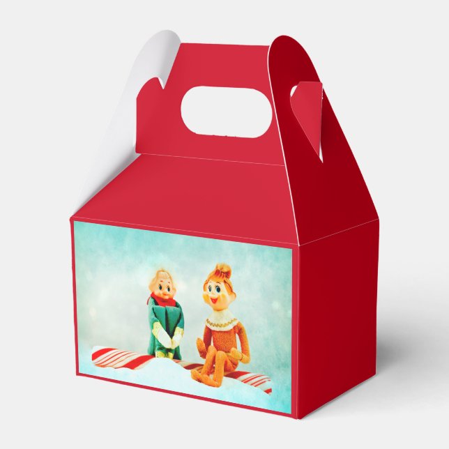 Elf First Date on Red Favor Boxes (Front Side)