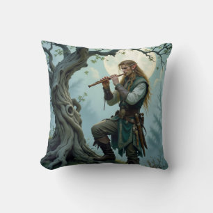 Elf Flute Throw Pillow