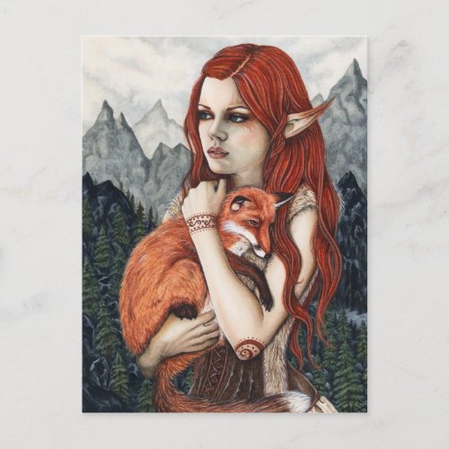 Elf Fox Fantasy Art Nature Postcard