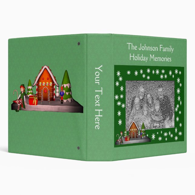 Elf Gingerbread House Christmas Personalized   3 Ring Binder (Background)