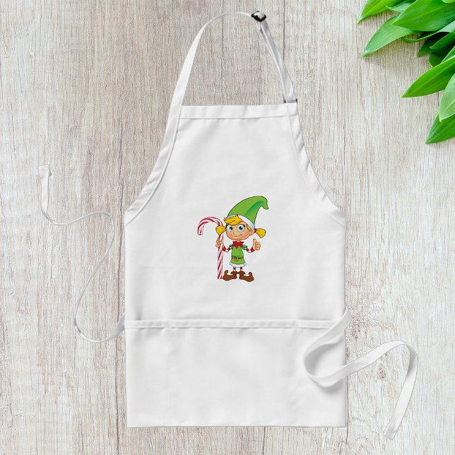 Elf Girl With Candy Cane Adult Apron (Creator Uploaded)
