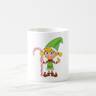 Elf Girl With Candy Cane Coffee Mug