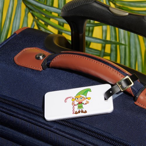 Elf Girl With Candy Cane Luggage Tag
