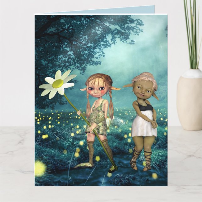 ELF GIRLS BESTIES BFF BIRTHDAY Greeting Cards (Front)