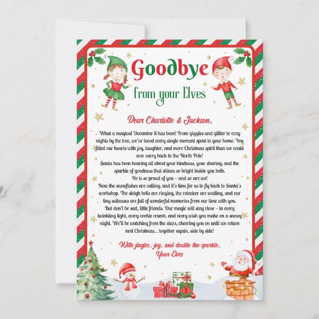 Elf Goodbye Letter Goodbye from Elf Christmas Invitation (Front)