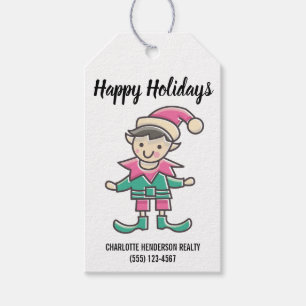 Elf Happy Holidays Business Christmas Gift Tags