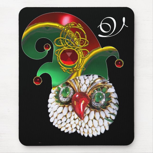 ELF HAT /GOLD JEWELS AND CELTIC KNOTS,GEM MONOGRAM MOUSE PAD (Front)