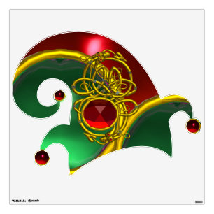 ELF HAT /GOLD JEWELS ,CELTIC KNOTS AND GEM STONES WALL DECAL