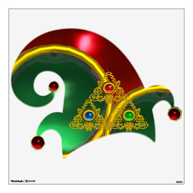 ELF HAT /GOLD JEWELS ,CELTIC KNOTS AND GEM STONES WALL DECAL (Front)