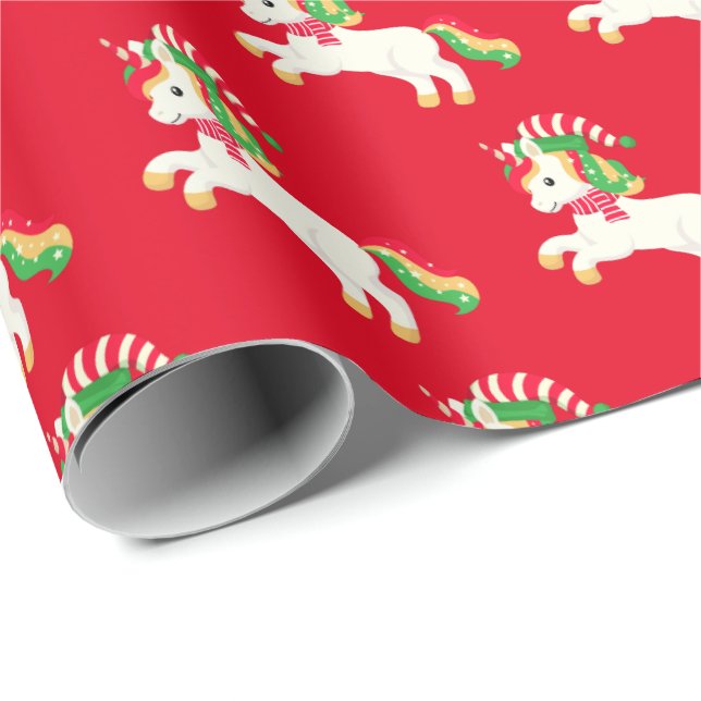 Elf Hat Unicorn Christmas Wrapping Paper (Roll Corner)