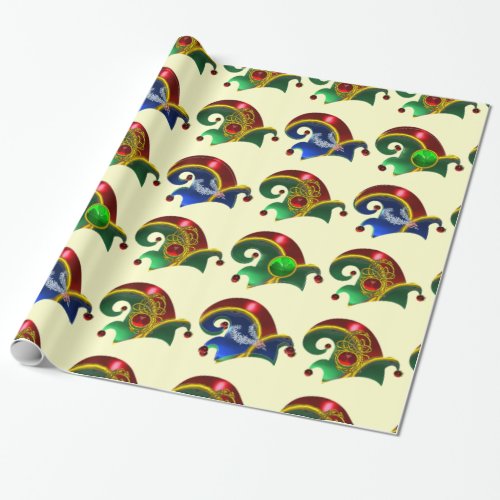 ELF HATS SHAMROCK DIAMOND FEATHERS GOLD JEWELS WRAPPING PAPER