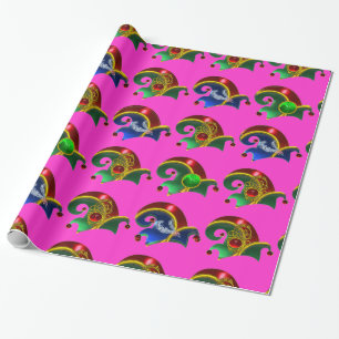 ELF HATS ,SHAMROCK ,DIAMOND FEATHERS ,Pink Fuchsia Wrapping Paper