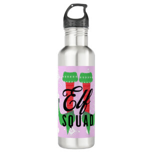 Elf Heels Squad Christmas Holiday Snowflakes Pink Stainless Steel Water Bottle