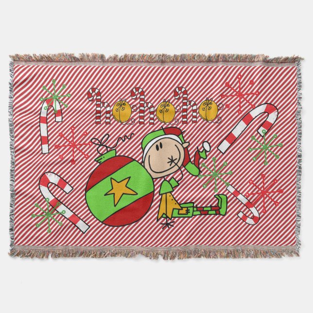 Elf Ho Ho Holiday Throw Throw Blanket (Front)