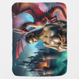 Elf holding a dragon egg baby blanket