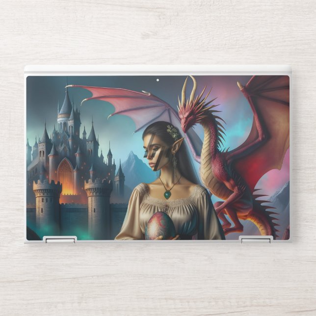 Elf holding a dragon egg HP laptop skin (Front)