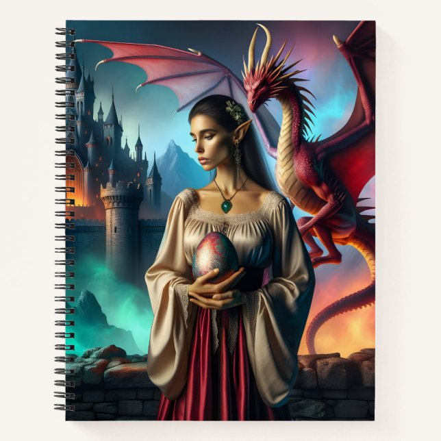 Elf holding a dragon egg notebook (Front)