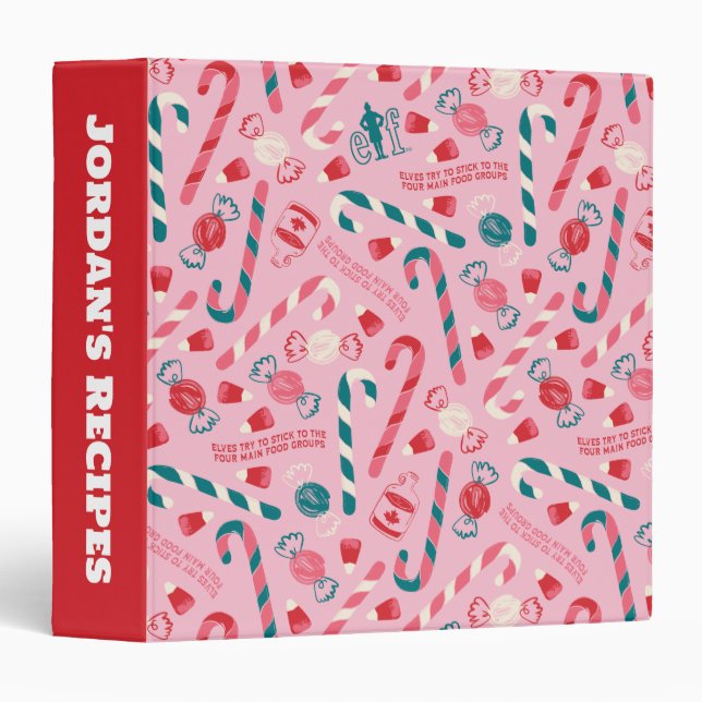 Elf Holiday Candy Pattern 3 Ring Binder (Front/Spine)