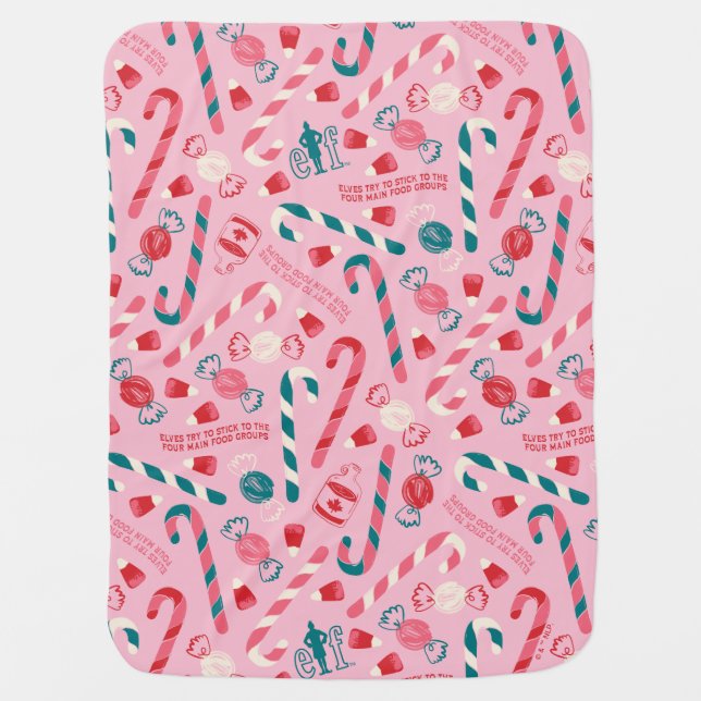 Elf Holiday Candy Pattern Baby Blanket (Front)