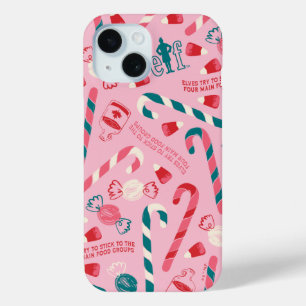 Elf Holiday Candy Pattern iPhone 15 Case