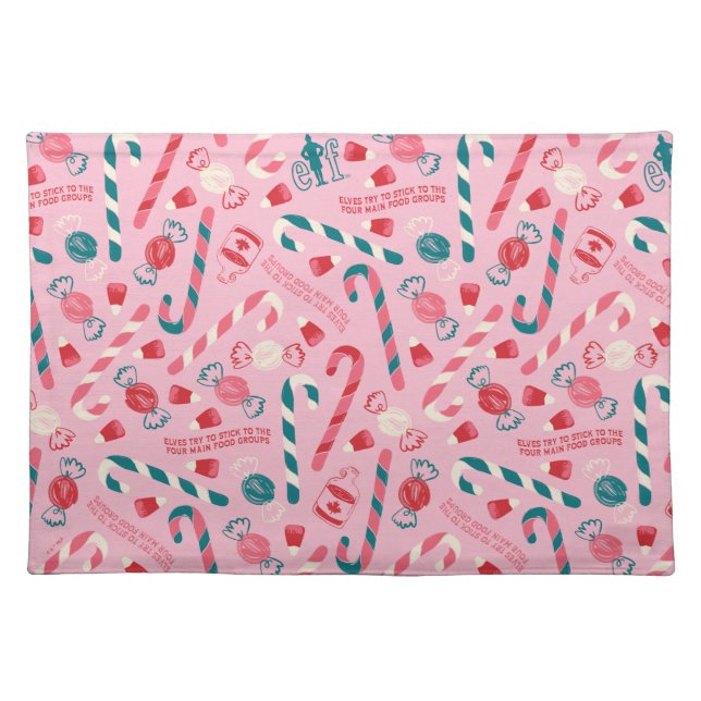 Elf Holiday Candy Pattern Cloth Placemat (Front)