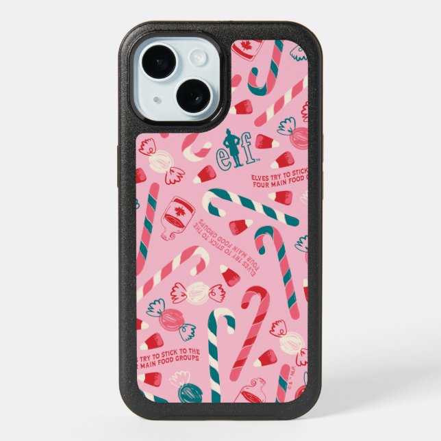 Elf Holiday Candy Pattern iPhone 15 Case (Back)