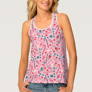 Elf Holiday Candy Pattern Tank Top