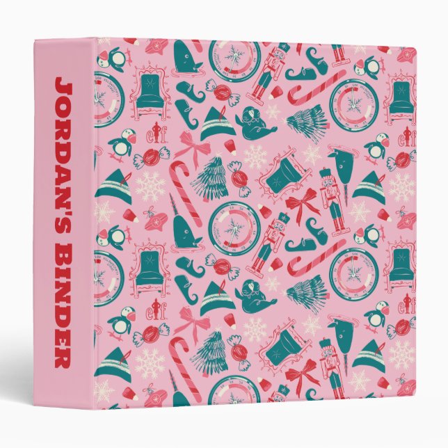 Elf Holiday Framed Icon Pattern 3 Ring Binder (Front/Spine)