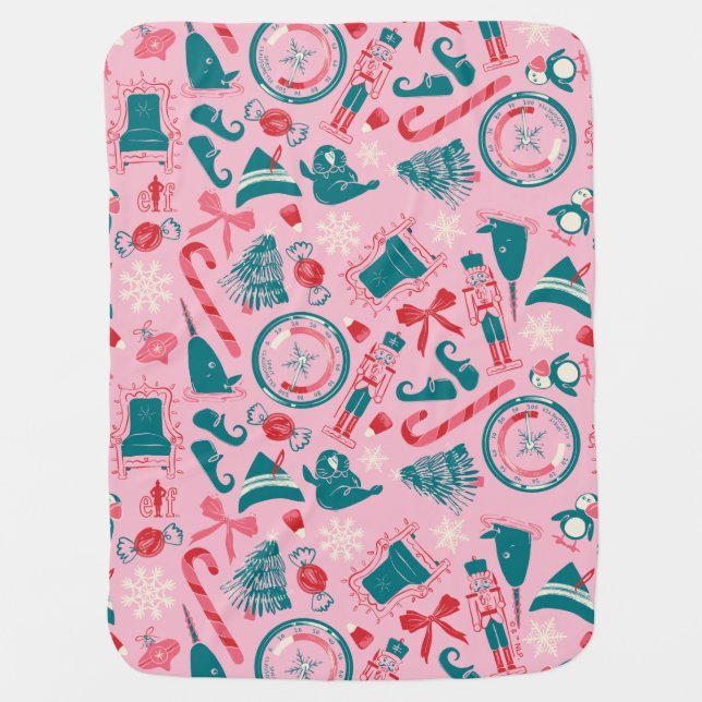 Elf Holiday Framed Icon Pattern Baby Blanket (Front)