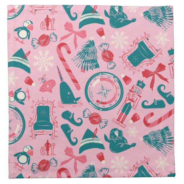 Elf Holiday Framed Icon Pattern Cloth Napkin (Front)