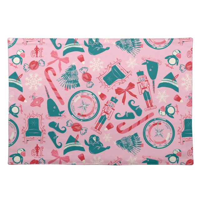 Elf Holiday Framed Icon Pattern Cloth Placemat (Front)