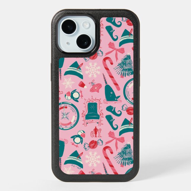Elf Holiday Framed Icon Pattern iPhone 15 Case (Back)