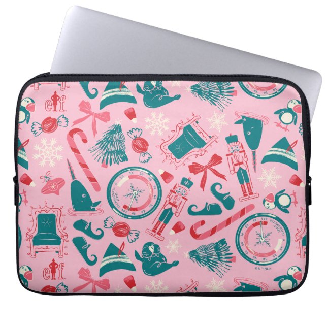 Elf Holiday Framed Icon Pattern Laptop Sleeve (Front)