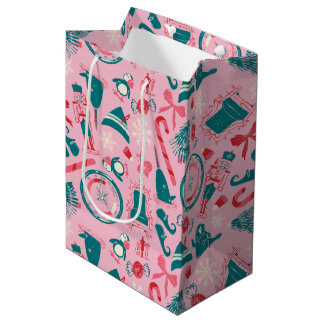 Elf Holiday Framed Icon Pattern Medium Gift Bag