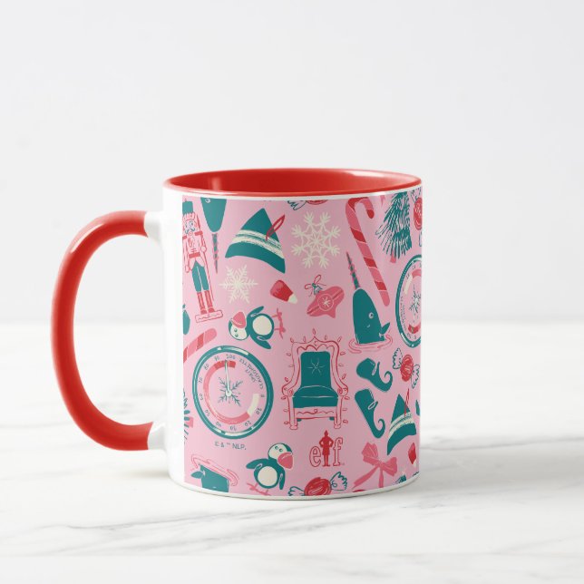 Elf Holiday Framed Icon Pattern Mug (Left)
