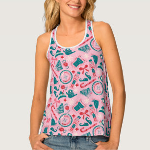 Elf Holiday Framed Icon Pattern Tank Top