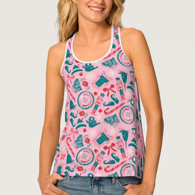 Elf Holiday Framed Icon Pattern Tank Top (Front)