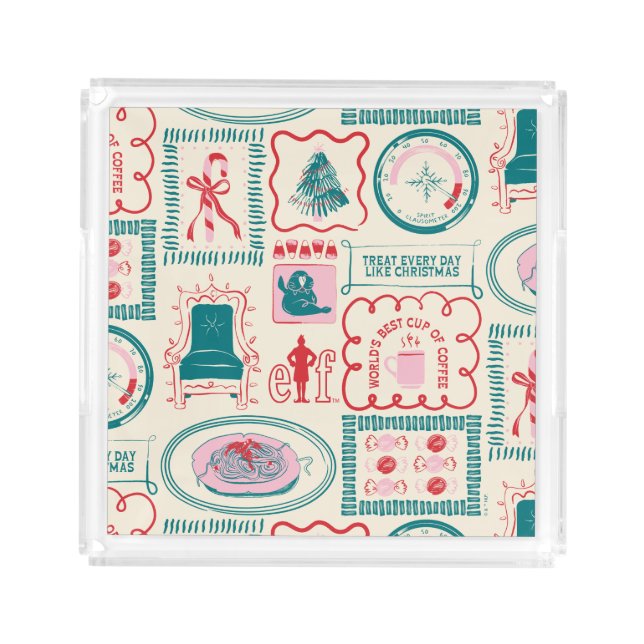 Elf Holiday Icon Pattern Acrylic Tray (Front)