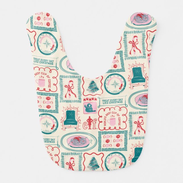 Elf Holiday Icon Pattern Baby Bib (Front)