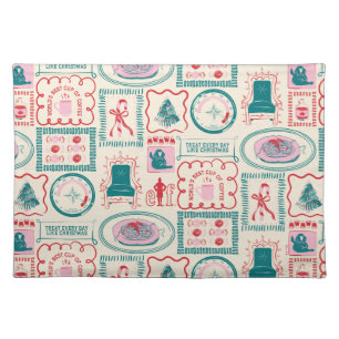 Elf Holiday Icon Pattern Cloth Placemat