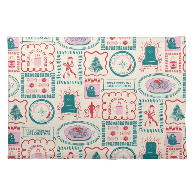 Elf Holiday Icon Pattern Cloth Placemat (Front)