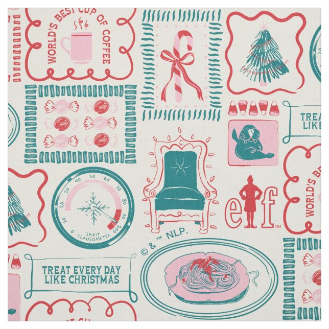 Elf Holiday Icon Pattern Fabric (Swatch)