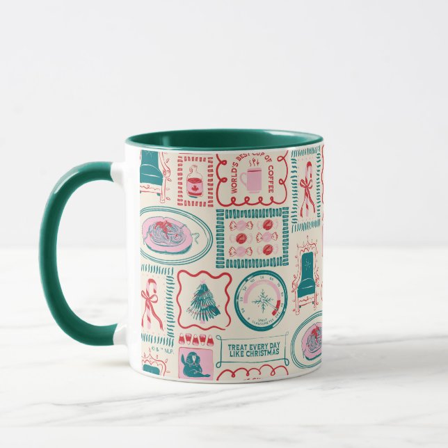 Elf Holiday Icon Pattern Mug (Left)