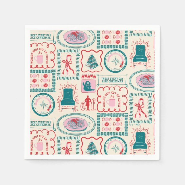 Elf Holiday Icon Pattern Napkins (Front)
