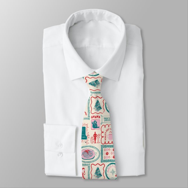 Elf Holiday Icon Pattern Neck Tie (Tied)