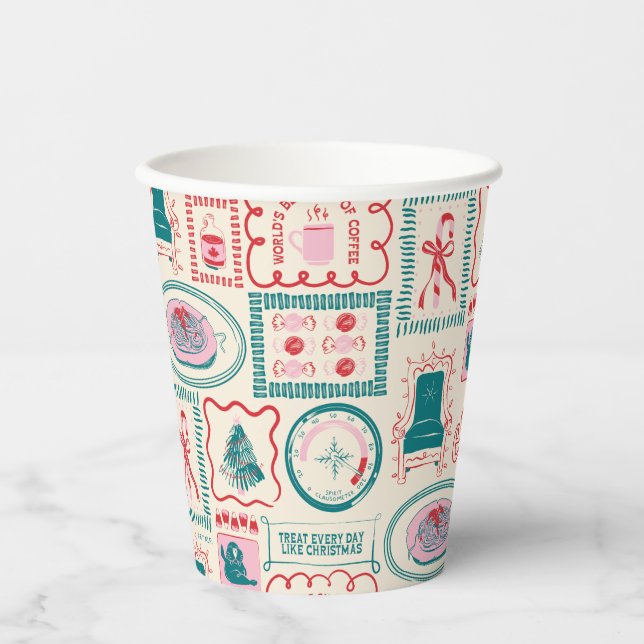 Elf Holiday Icon Pattern Paper Cups (Front)
