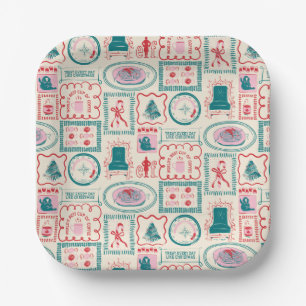 Elf Holiday Icon Pattern Paper Plates