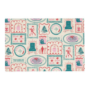 Elf Holiday Icon Pattern Placemat